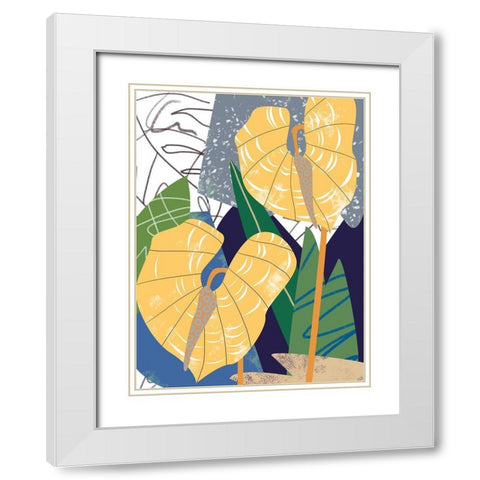 Laceleaf Wind II White Modern Wood Framed Art Print with Double Matting by Wang, Melissa