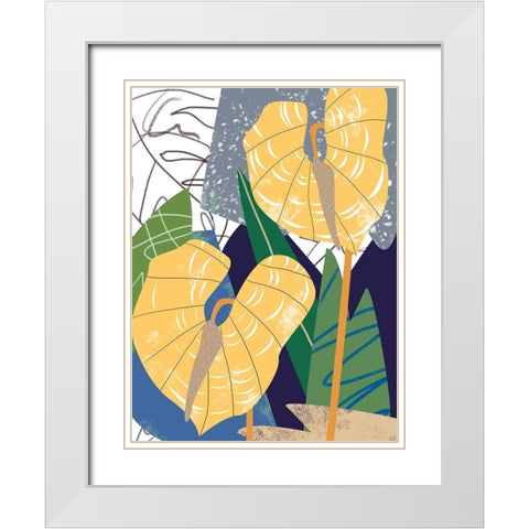 Laceleaf Wind II White Modern Wood Framed Art Print with Double Matting by Wang, Melissa