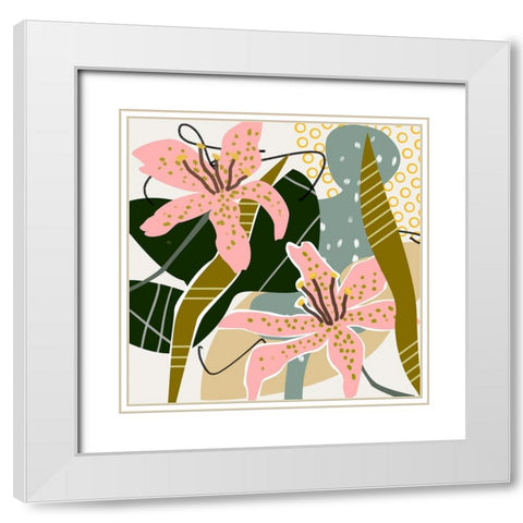 Lily Valley I White Modern Wood Framed Art Print with Double Matting by Wang, Melissa