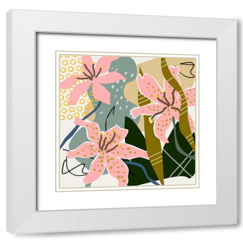 Lily Valley II White Modern Wood Framed Art Print with Double Matting by Wang, Melissa