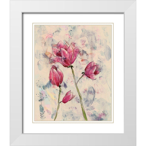 Rosa Blume I White Modern Wood Framed Art Print with Double Matting by Moore, Regina