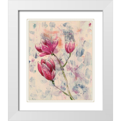 Rosa Blume II White Modern Wood Framed Art Print with Double Matting by Moore, Regina
