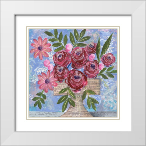 Rosa Bouquet I White Modern Wood Framed Art Print with Double Matting by Moore, Regina