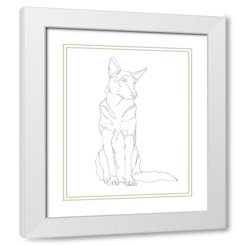 Dog Contour I White Modern Wood Framed Art Print with Double Matting by Harper, Ethan