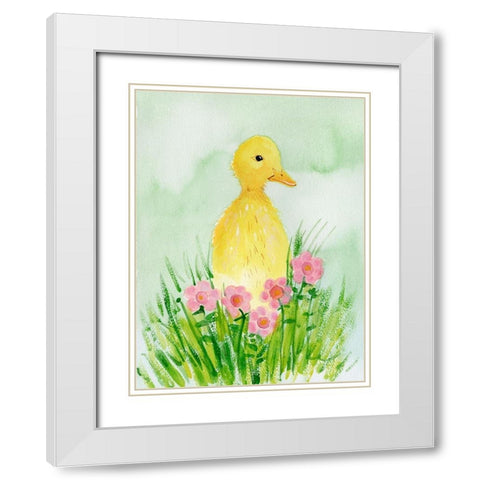 Baby Spring Animals III White Modern Wood Framed Art Print with Double Matting by Ludwig, Alicia
