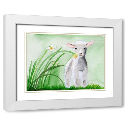 Baby Spring Animals IV White Modern Wood Framed Art Print with Double Matting by Ludwig, Alicia