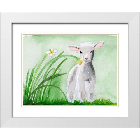 Baby Spring Animals IV White Modern Wood Framed Art Print with Double Matting by Ludwig, Alicia