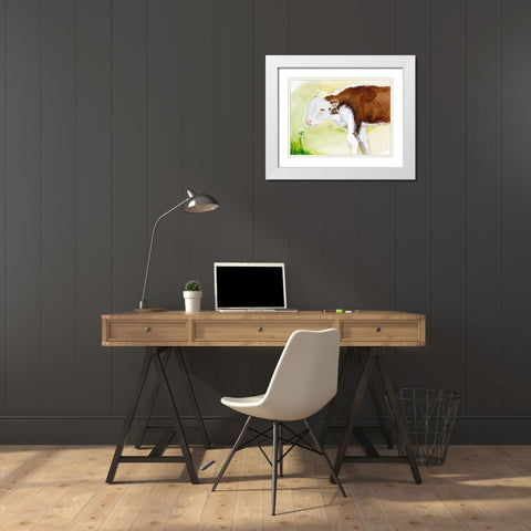 Baby Spring Animals VII White Modern Wood Framed Art Print with Double Matting by Ludwig, Alicia