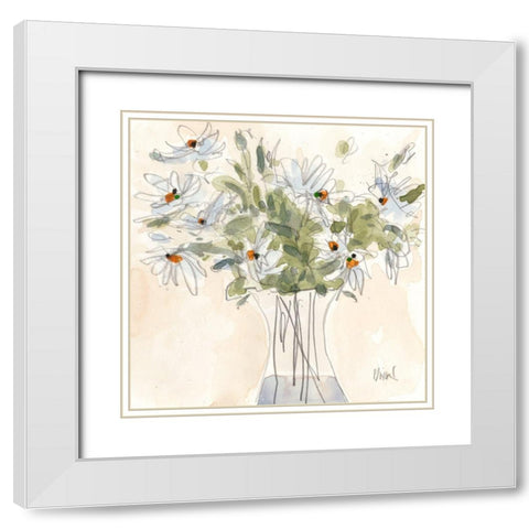 Daisy Just Because II White Modern Wood Framed Art Print with Double Matting by Dixon, Samuel