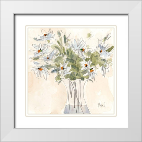 Daisy Just Because II White Modern Wood Framed Art Print with Double Matting by Dixon, Samuel