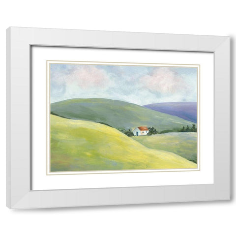 Hillside Vista I White Modern Wood Framed Art Print with Double Matting by Moore, Regina