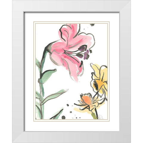 Ink Wash Garden V White Modern Wood Framed Art Print with Double Matting by Vess, June Erica