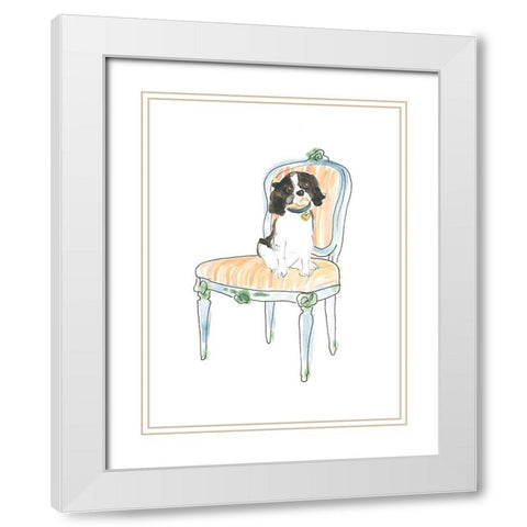 Petite Chien I White Modern Wood Framed Art Print with Double Matting by Vess, June Erica