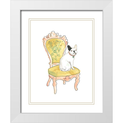 Petite Chien IV White Modern Wood Framed Art Print with Double Matting by Vess, June Erica