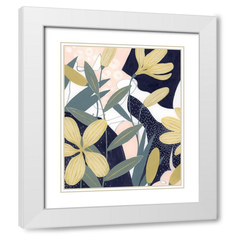 Flores Noche I White Modern Wood Framed Art Print with Double Matting by Popp, Grace