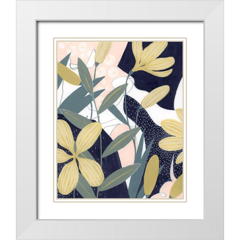 Flores Noche I White Modern Wood Framed Art Print with Double Matting by Popp, Grace