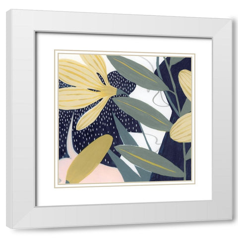Flores Noche IV White Modern Wood Framed Art Print with Double Matting by Popp, Grace