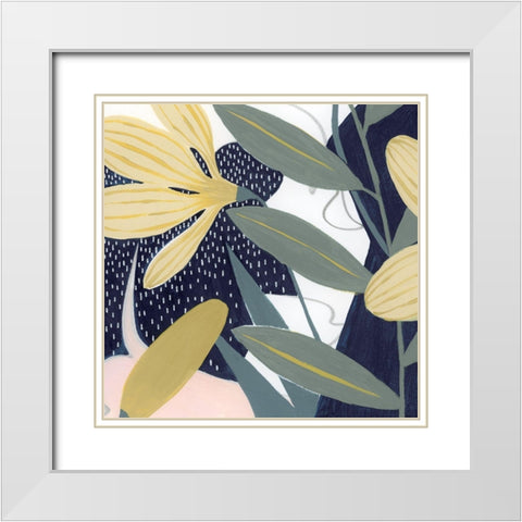 Flores Noche IV White Modern Wood Framed Art Print with Double Matting by Popp, Grace