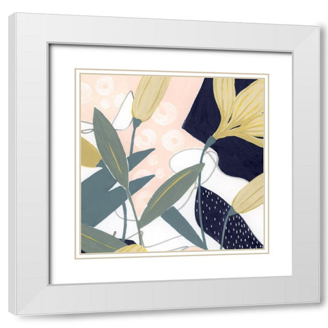 Flores Noche V White Modern Wood Framed Art Print with Double Matting by Popp, Grace
