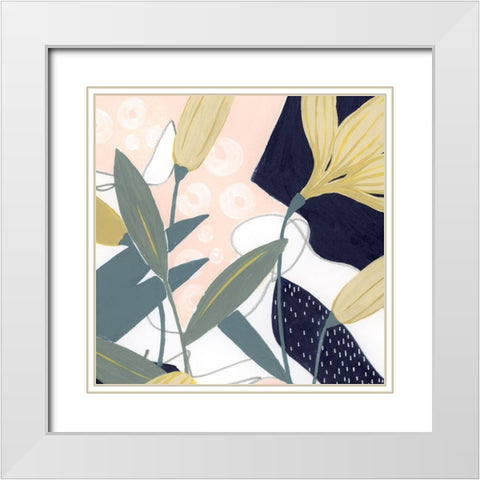 Flores Noche V White Modern Wood Framed Art Print with Double Matting by Popp, Grace