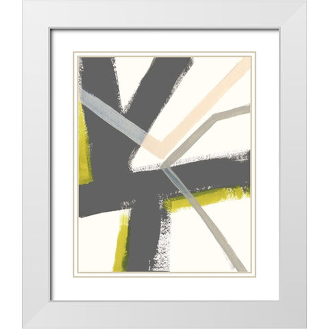 Linear Pulse III White Modern Wood Framed Art Print with Double Matting by Vess, June Erica