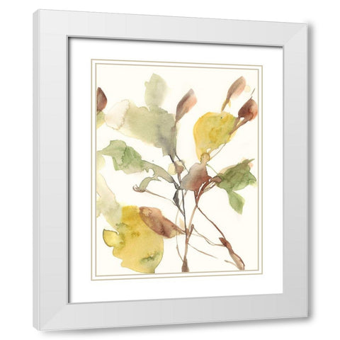 Ebbing Leaves II White Modern Wood Framed Art Print with Double Matting by Goldberger, Jennifer