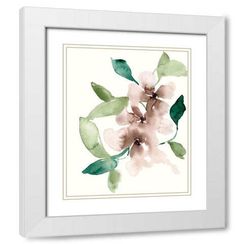 Mauve Flowers I White Modern Wood Framed Art Print with Double Matting by Goldberger, Jennifer