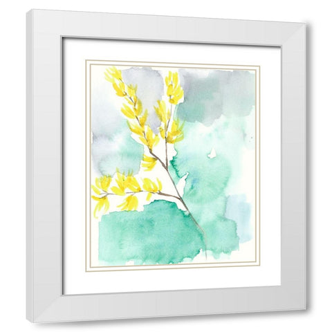 Forsythia Dreams I White Modern Wood Framed Art Print with Double Matting by Goldberger, Jennifer