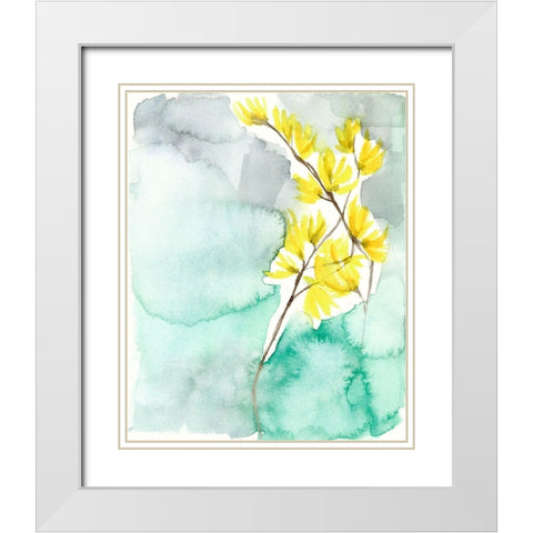 Forsythia Dreams II White Modern Wood Framed Art Print with Double Matting by Goldberger, Jennifer