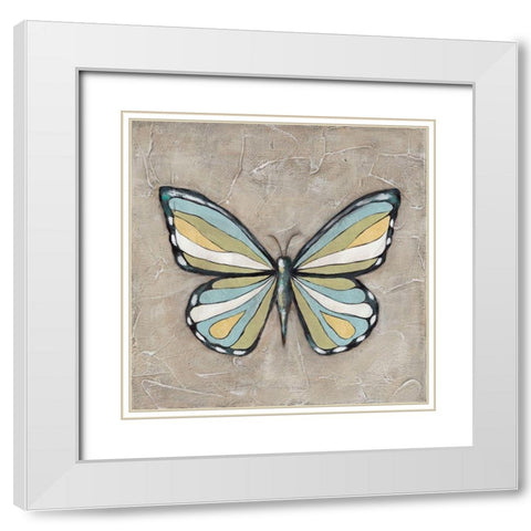 Graphic Spring Butterfly II White Modern Wood Framed Art Print with Double Matting by Reynolds, Jade