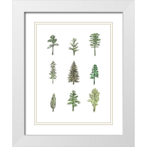 Collected Pines I White Modern Wood Framed Art Print with Double Matting by Wang, Melissa
