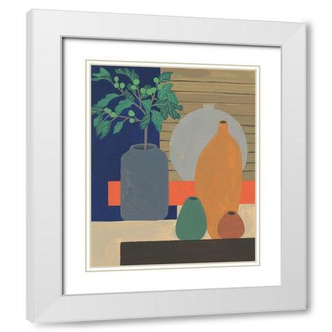 Vases on a Shelf III White Modern Wood Framed Art Print with Double Matting by Wang, Melissa