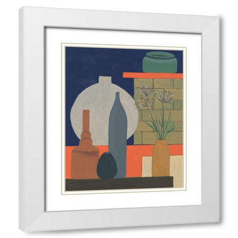 Vases on a Shelf IV White Modern Wood Framed Art Print with Double Matting by Wang, Melissa