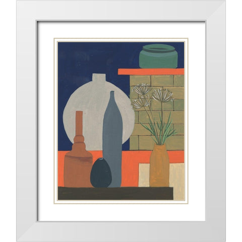 Vases on a Shelf IV White Modern Wood Framed Art Print with Double Matting by Wang, Melissa