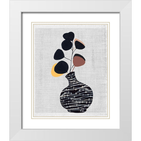 Decorated Vase with Plant I White Modern Wood Framed Art Print with Double Matting by Wang, Melissa