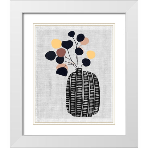 Decorated Vase with Plant III White Modern Wood Framed Art Print with Double Matting by Wang, Melissa
