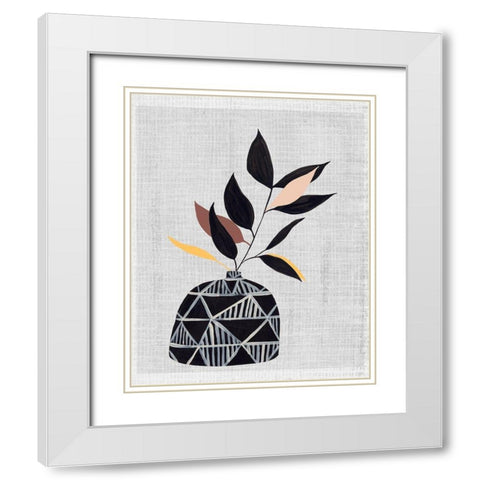 Decorated Vase with Plant IV White Modern Wood Framed Art Print with Double Matting by Wang, Melissa