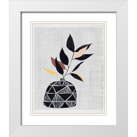 Decorated Vase with Plant IV White Modern Wood Framed Art Print with Double Matting by Wang, Melissa