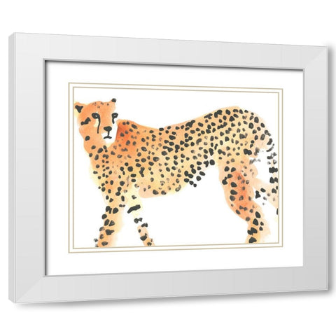 Majestic Cheetah II White Modern Wood Framed Art Print with Double Matting by Vess, June Erica