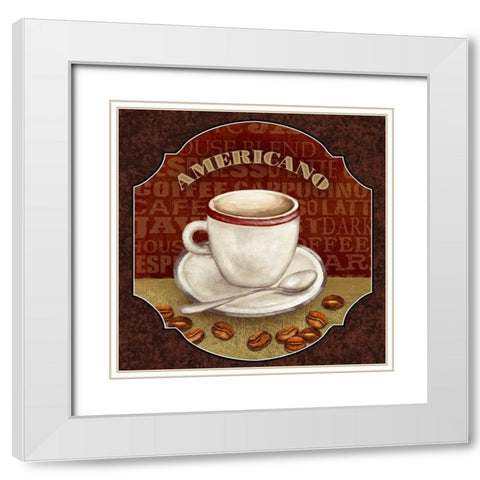 Coffee Illustration II White Modern Wood Framed Art Print with Double Matting by White, Abby