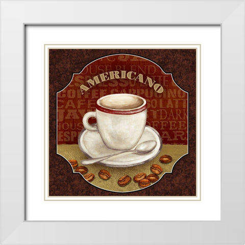 Coffee Illustration II White Modern Wood Framed Art Print with Double Matting by White, Abby