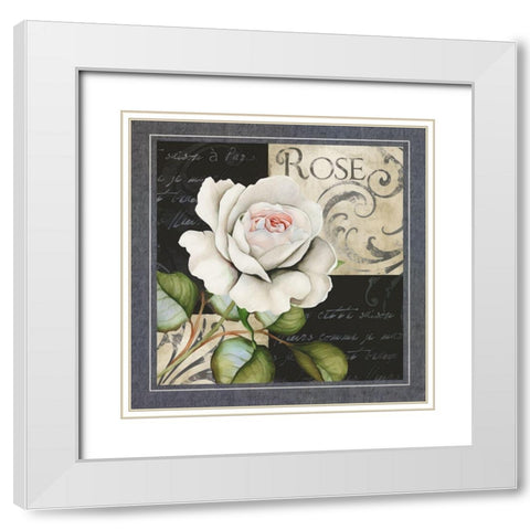 Flowers on BandW I White Modern Wood Framed Art Print with Double Matting by White, Abby