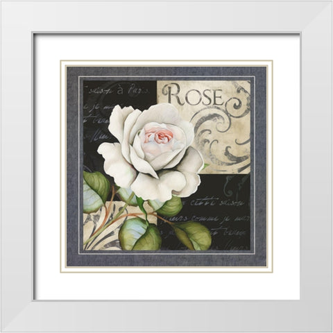 Flowers on BandW I White Modern Wood Framed Art Print with Double Matting by White, Abby