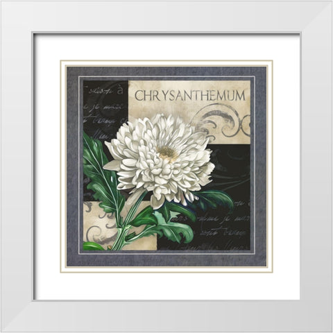 Flowers on BandW II White Modern Wood Framed Art Print with Double Matting by White, Abby