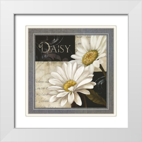 Flowers on BandW III White Modern Wood Framed Art Print with Double Matting by White, Abby