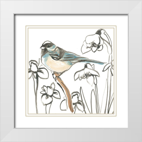 Songbird Meadow II White Modern Wood Framed Art Print with Double Matting by Vess, June Erica