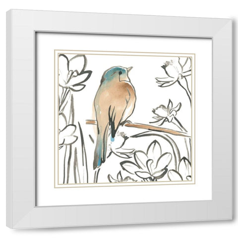 Songbird Meadow III White Modern Wood Framed Art Print with Double Matting by Vess, June Erica