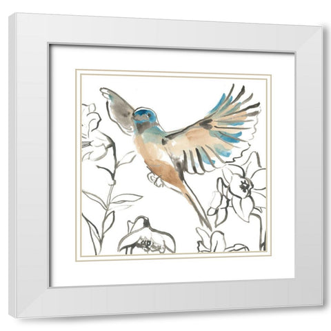 Songbird Meadow IV White Modern Wood Framed Art Print with Double Matting by Vess, June Erica