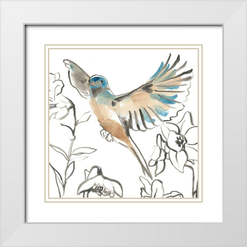 Songbird Meadow IV White Modern Wood Framed Art Print with Double Matting by Vess, June Erica