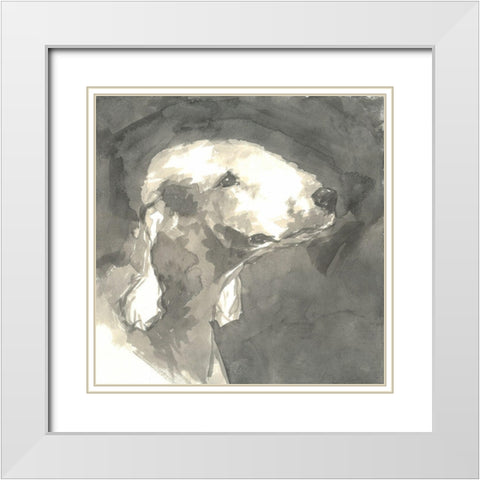 Sepia Modern Dog I White Modern Wood Framed Art Print with Double Matting by A Very Modern Dog